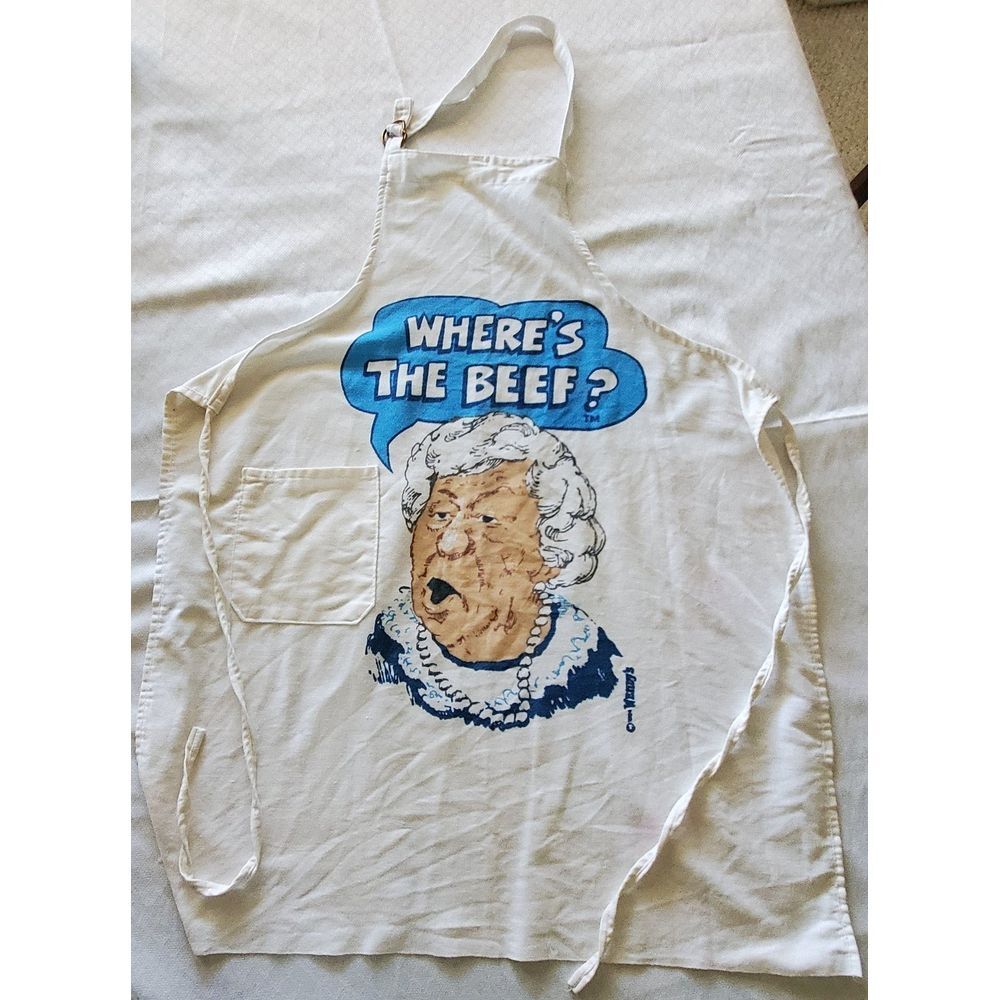 Vintage 1984 Wendys Wheres the Beef Grandma Apron CB1/219